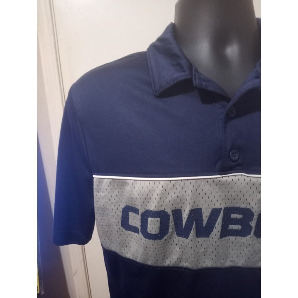 Dallas Cowboy's Shirt Team Apparel Mens Medium M Navy Logo Polo Short Sleeve - Picture 5 of 11